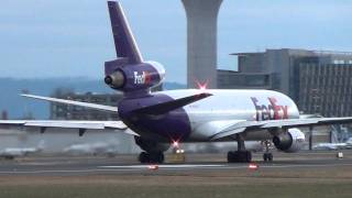 FedEx N556FE MD1010 DC10 Takeoff Portland Airport PDX [upl. by Irrab]