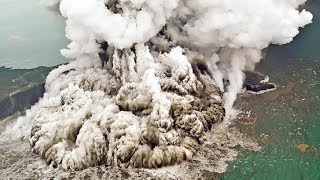 Anak Krakatau Volcano Eruption amp Collapsed in Indonesia Dec 2223 2018 [upl. by Schaab]