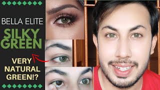 Bella Elite Silky Green Lenses Review 😍  Most Natural Green Lens For Drak Brown Eyes [upl. by Howey]