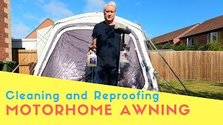 Motorhome Awning Cleaning In The Garden  Fenwicks Awning Cleaner [upl. by Ahtabbat]