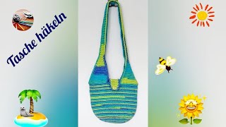 Tasche häkeln 🥰 zB für Strandbesuche 🏖️ [upl. by Seiter]