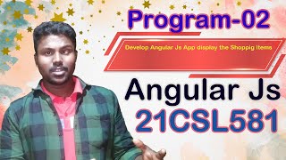 21CSL581 Program02 Display Shopping Items  angularjs programs  Angular Js Lab  VTU [upl. by Irma889]