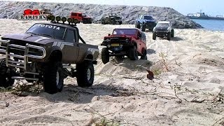 Tamiya Bruiser Highlift Hilux Defender Ford F350 Humvee RC Offroad Adventures at the beach Part 2 [upl. by Mensch]