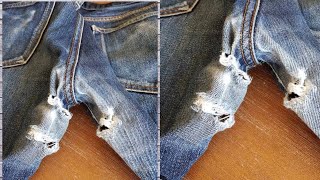 COMO CERZIR FUROS OU RASGOS DE CALÇA JEANS  BEM FÁCIL [upl. by Ojytteb]