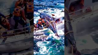 Fishermen catch giant marine creature blue whale fishing sea bulewhale [upl. by Certie823]