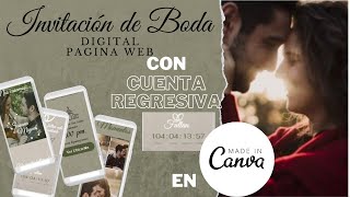 Como hacer PASO a PASO invitación de boda digital interactiva con CUENTA REGRESIVA en Canva GRATIS [upl. by Gareri]