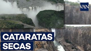 Las desoladoras imágenes de las cataratas Victoria sin agua [upl. by Ozzie]