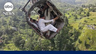 Drone footage shows dramatic rescue of Pakistan cable car rescue  GMA [upl. by Tutankhamen]