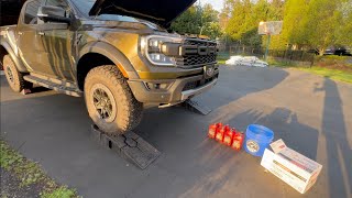 2024 Ford Ranger Raptor first OIL CHANGE 30L Twin Turbo 1300 miles [upl. by Yednarb]