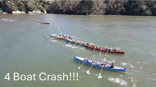 4 Boat Crash  Dartmouth Gig Regatta  DJI Mini 3 Pro [upl. by Traggat75]