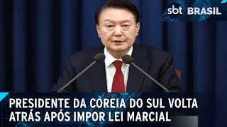 Presidente da Coreia do Sul revoga lei marcial após revés no Parlamento  SBT Brasil 031224 [upl. by Sunil]