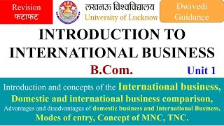 1 introduction to international business bcom introduction to international business in hindi lu [upl. by Lora385]