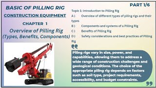 PILLING RIG I Overview of different types of piling rigs I Components and systems of a Pilling Rig [upl. by Ecnerwal]