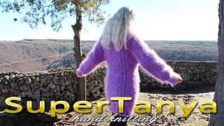 05022013 Purple hand knitted fuzzy mohair Tneck sweater by SuperTanya [upl. by Ateloiv79]