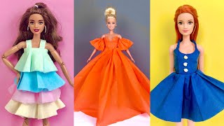 DIY BARBIE DRESS 👗 NO SEW  Barbie Dolls Paper Clothes [upl. by Varney]