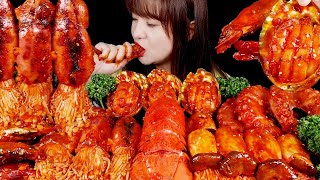 JAPONESA COMENDO FRUTOS DO MAR PICANTE LAGOSTA CAMARÃO POLVO LULA E COGUMELOS ASMR DE COMIDA [upl. by Alice]