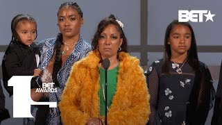 Lauren London Angelique Smith amp Family Accept Nipsey Hussle’s Humanitarian Award  BET Awards 2019 [upl. by Heron]