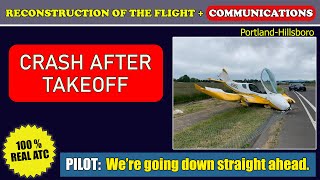 Airplane crashed shortly after takeoff  Czech Sportcruiser  PortlandHillsboro Real ATC [upl. by Dolly]