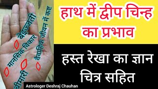 हाथ में द्वीप चिन्ह का प्रभाव  hast rekha gyan in hindi  palm reading palmistry sign [upl. by Aneel955]