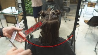 how to cut middle length womens haircut with layers salon shape [upl. by Airotciv]