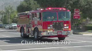 LACoFD Engine 86 amp 286 Responding [upl. by Aynik222]