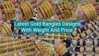 Latest Gold Bangles Designs With Weight And Price Gold Shopping  Gold Rate  Jhakas KSA [upl. by Kreiker]