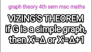 VIZINGS THEOREMif G is a simple graph then XΔ or XΔ1 [upl. by Missi]