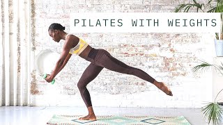 30 MIN FULL BODY WORKOUT WITH WEIGHTS  AT HOME PILATES [upl. by Rratsal]