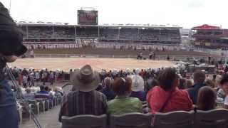 Trevor Brazile flies through the air at the opening of the 2013 Calgary Stampede [upl. by Kisor]