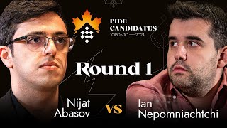 FIDE Candidates 2024  Nijat Abasov vs Ian Nepomniachtchi • Round 1 [upl. by Zolner]