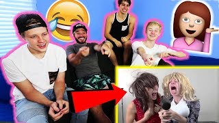 REACTING TO SAMANTHA AND COLLEEN w MY ROOMMATES Dressing as Girls  Sam Golbach [upl. by Idnib]