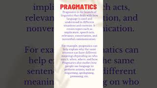 Pragmatics  Pragmatics in linguistics shots linguistics [upl. by Emirak]