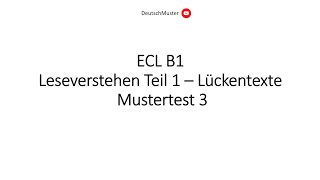 ECL B1 Leseverstehen Teil 1  Mustertest 3 [upl. by Elaen]