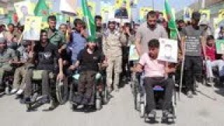 Wounded fighters protest outside UN offices [upl. by Eirameinna109]