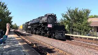 Union Pacific Big Boy 4014 Passing Wheaton IL College Ave Station [upl. by Cherie]