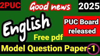 2nd PUC English Model Question Paper 202425 Karnataka board [upl. by Kathy]