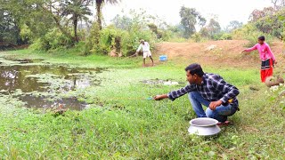 Fishing Video  Fishermen are fishing in the village pond using hooks  Amazing hook fishing 2024 [upl. by Jacki650]