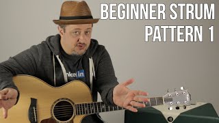 Beginner Strumming Patterns For Acoustic Guitar Pattern 1  Beginner Guitar Lessons [upl. by Nnaeirual902]