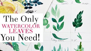 10 Watercolor Leaves I Paint Most Often Step by Step [upl. by Lrig]