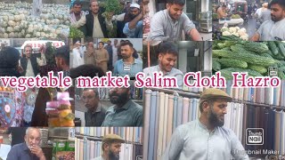 Hazro vlog vegetable market street food clothing store decoration shop Chapli and Burger munsab tv [upl. by Avilys]