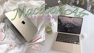 Macbook Air M3 Unboxing  setup for students best apps aesthetic customization [upl. by Aenet]