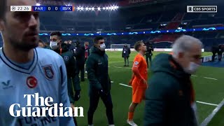 PSG v Istanbul Basaksehir players walk off pitch as fourth official is accused of racism [upl. by Eelrebmik]