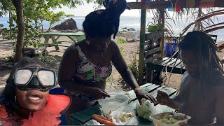 Green Figs Dasheen amp Smoke Herring  Champagne Beach Dominica 🇩🇲 🇱🇨 Bon Fete Kweyol [upl. by Zoie]