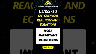 Most Important Definitions From Class 10 Ch Chemical Reactions and Equations viralshorts class10 [upl. by Ettennil]