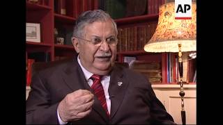 APTN intv with Iraqi President Jalal Talabani [upl. by Enoryt]