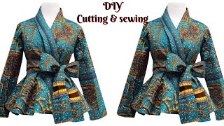 How to make a WRAP BLOUSETOP cutting and sewing DETAILED [upl. by Ciapha178]