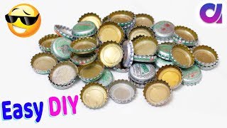 Best DIY reuse idea from waste metal bottle cap craft idea  best out of waste  Artkala 534 [upl. by Bailar]