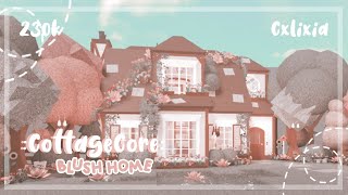 BLOXBURG  Cozy 🍄 Cottagecore Blush Aesthetic Home Exterior  Speedbuild  230k [upl. by Aidni236]