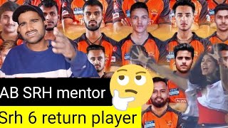 🫢Sunrisers Hyderabad SRH 6  Return Players ABD Srh Mentor 🤯 [upl. by Lloyd]