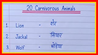 20 Carnivorous Animals Name  Carnivores Animals Name in English  मांसाहारी जंतु के नाम [upl. by Ferris]